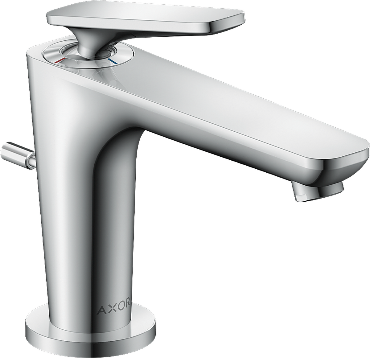 Obrázek HANSGROHE AXOR Citterio C Páková umyvadlová baterie 90 s funkcí CoolStart, pro umývátka, s odtokovou soupravou s táhlem #49010000 - chrom