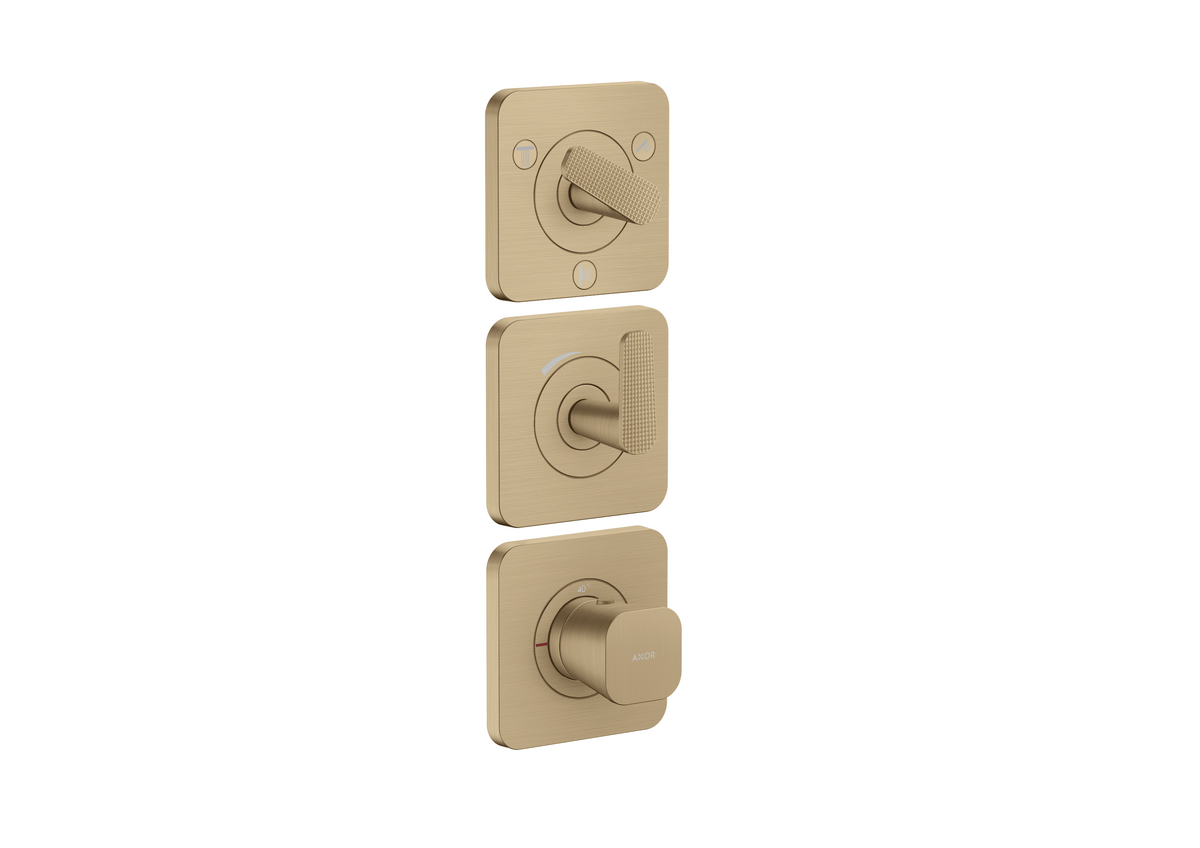 Obrázek HANSGROHE AXOR Citterio C Modul termostatu 380/120 pod omítku, s rozetami, pro 3 spotřebiče - kubický brus #49711140 - kartáčovaný bronz