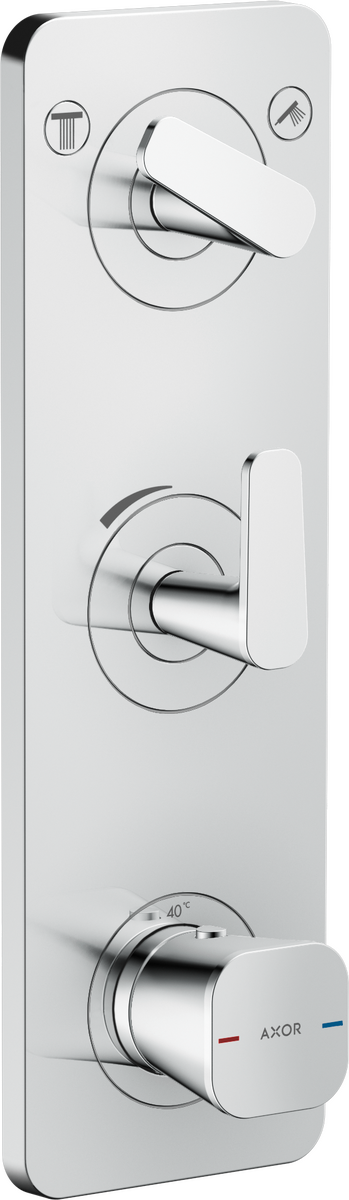 Picture of HANSGROHE AXOR Citterio C Thermostatic module 380/120 for concealed installation with plate for 2 functions #49700000 - Chrome