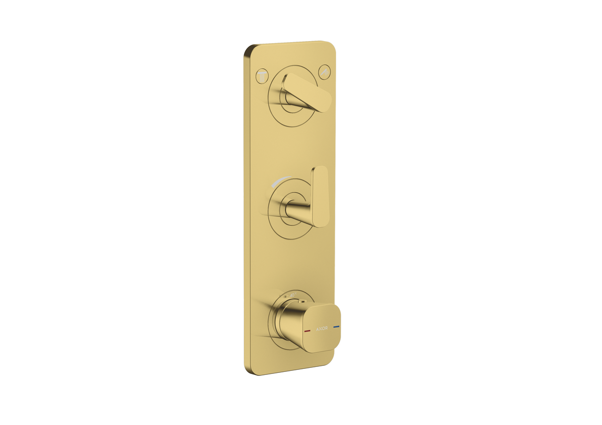 Picture of HANSGROHE AXOR Citterio C Thermostatic module 380/120 for concealed installation with plate for 2 functions #49700990 - Polished Gold Optic