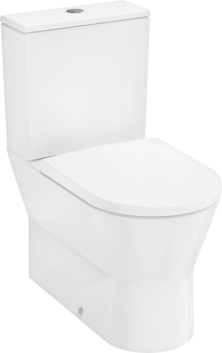 Picture of HANSGROHE EluPura Original S Floorstanding WC Set close coupled 640 with vertical/horizontal outlet, AquaChannel Flush with tank and WC seat and cover #60205450 - White