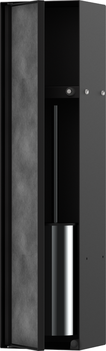 Picture of HANSGROHE XtraStoris Rock Recessed toilet brush holder with storage shelf and tileable door #56060670 - Matt Black