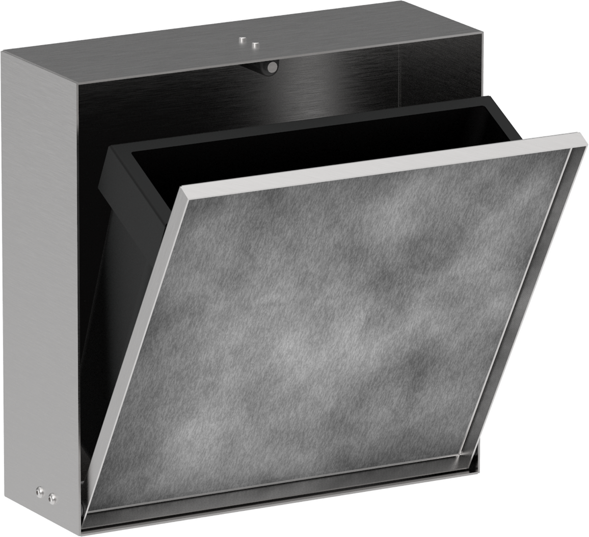 Picture of HANSGROHE XtraStoris Rock Recessed waste bin with tileable door 300/300/100 #56089800 - Brushed Stainless Steel