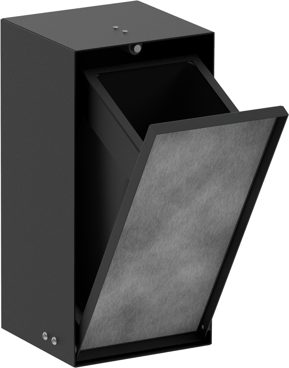 Picture of HANSGROHE XtraStoris Rock Recessed waste bin with tileable door 300/150/140 #56063670 - Matt Black