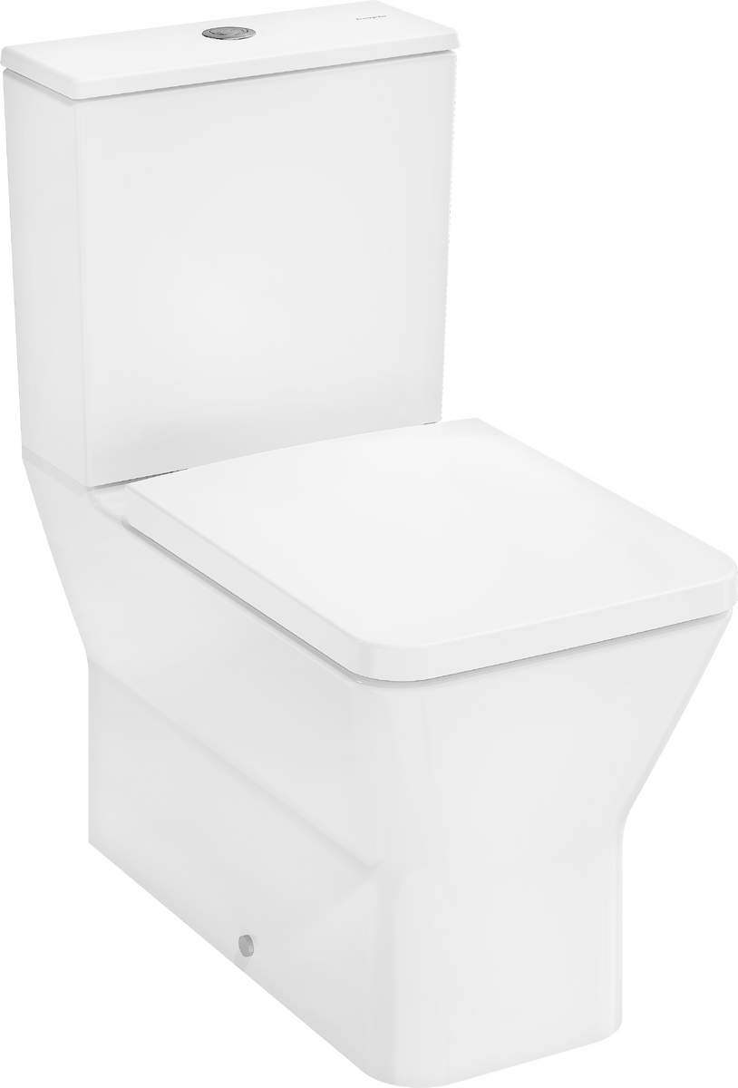 Picture of HANSGROHE EluPura Original Q Floorstanding WC Set close coupled 640 with vertical/horizontal outlet, AquaChannel Flush with tank and WC seat and cover #60206450 - White