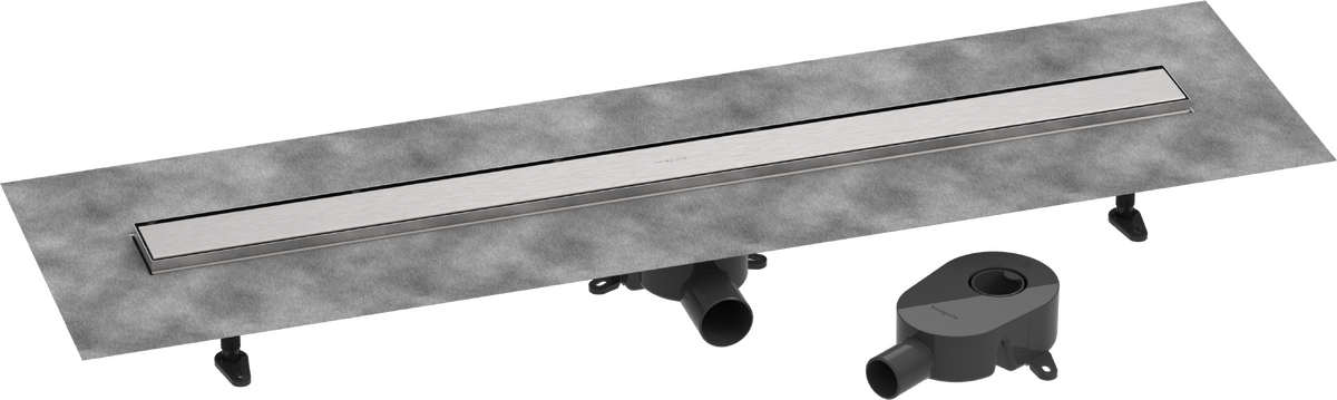 Picture of HANSGROHE RainDrain Go Complete set shower drain 1000 tileable rear cover standard/flat installation #56275800 - Brushed Stainless Steel