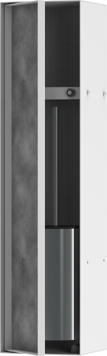 Picture of HANSGROHE XtraStoris Rock Recessed toilet brush holder with storage shelf and tileable door #56060700 - Matt White