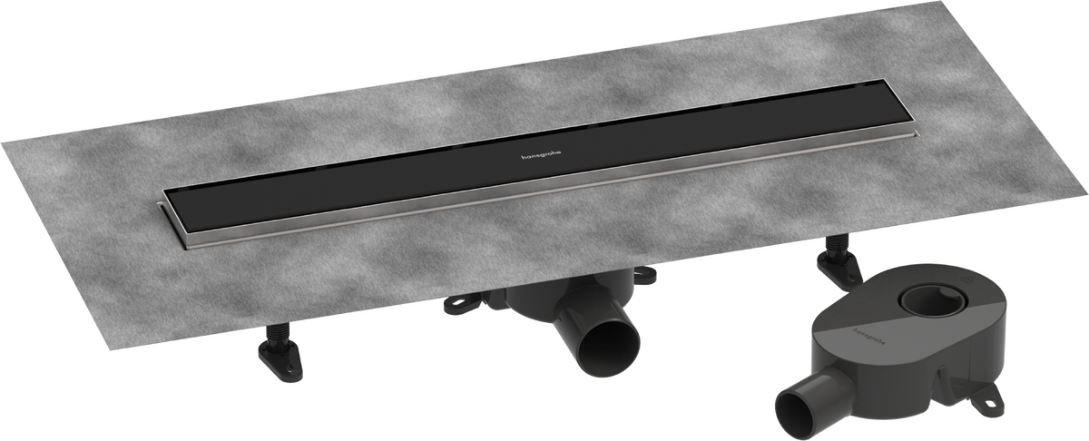 Bild von HANSGROHE RainDrain Go Komplettset Duschrinne 600 rückseitig befliesbar für Standard-/flache Installation #56271670 - Mattschwarz