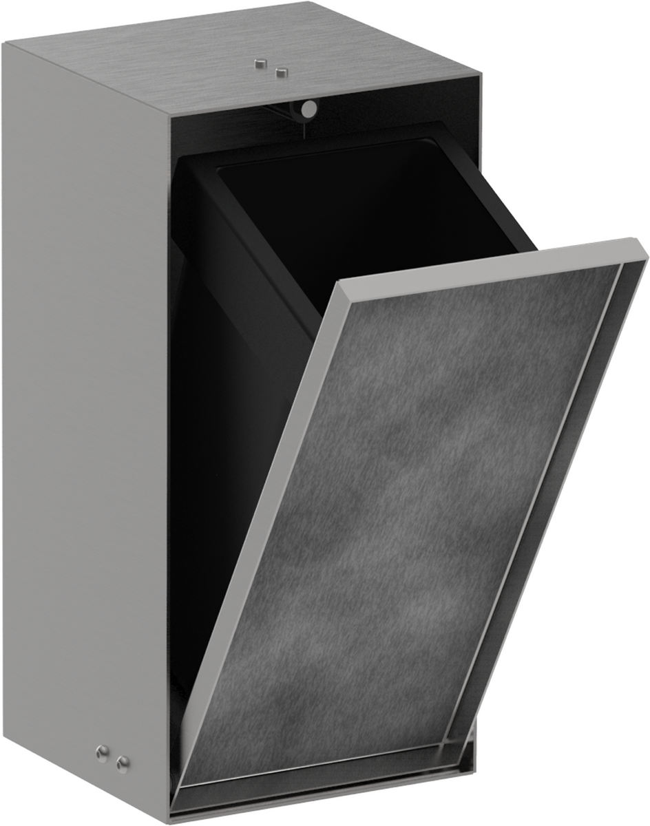 Picture of HANSGROHE XtraStoris Rock Recessed waste bin with tileable door 300/150/140 #56063800 - Brushed Stainless Steel