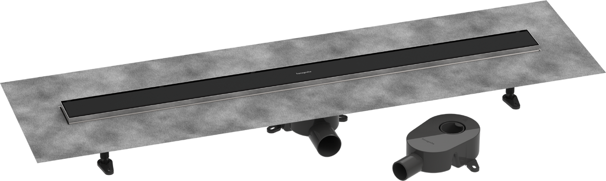 Obrázek HANSGROHE RainDrain Go kompletní sada sprchového žlábku 1000 back pro standardní/plochou instalaci #56275670 - matná černá