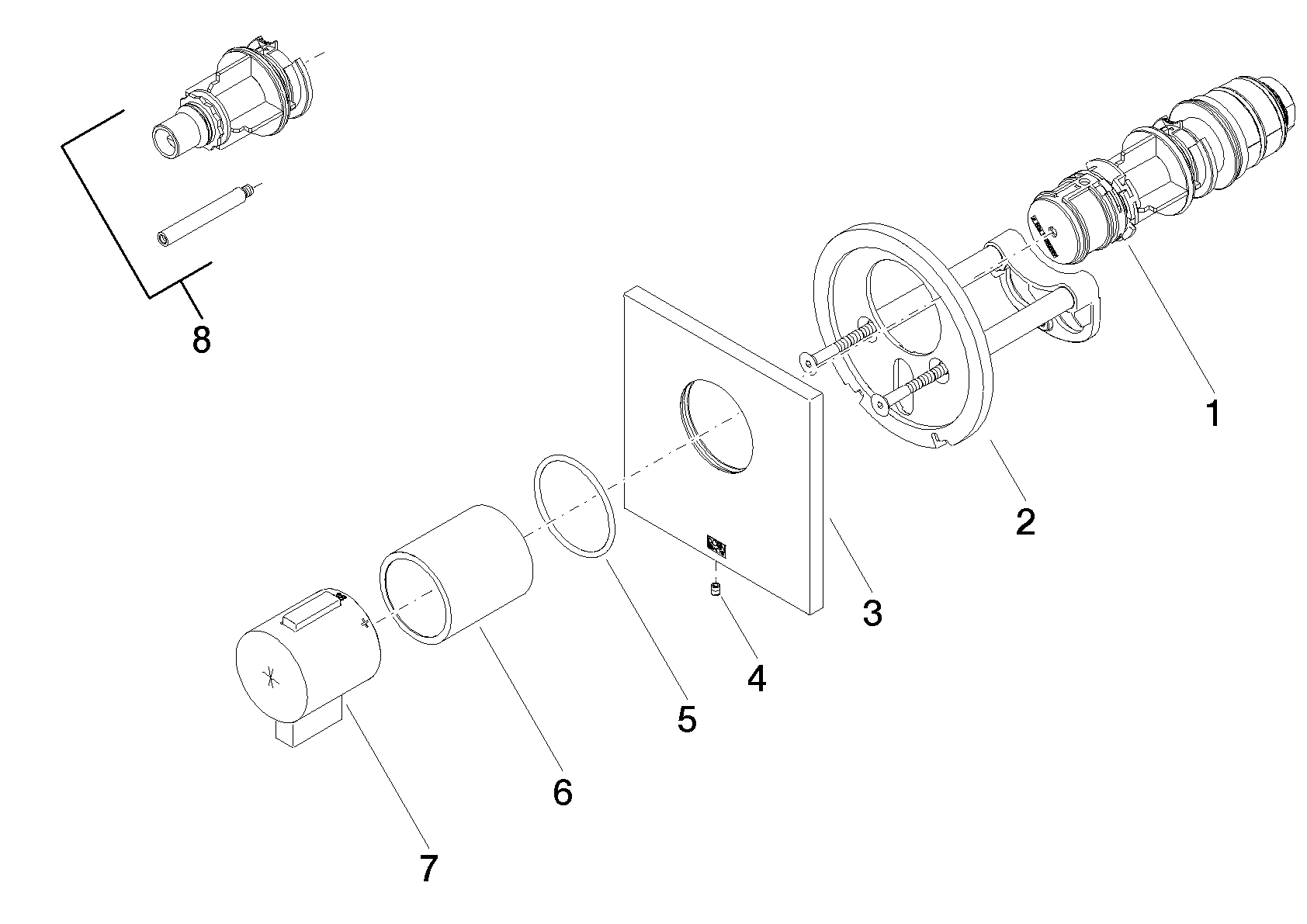 Bild von DORNBRACHT xTOOL UP-Thermostat ohne Mengenregulierung 3/4" - Platin gebürstet #36503985-06