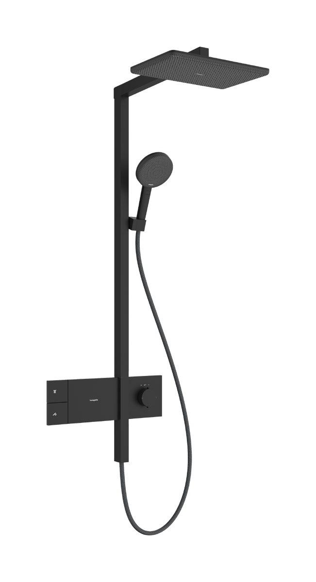 Obrázek HANSGROHE Raindance Alive Q Showerpipe 210/340 1jet EcoSmart s termostatem ShowerSelect Comfort #24581670 - matná černá