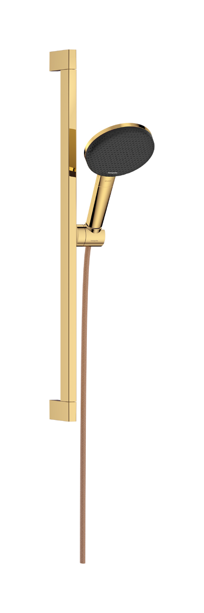 Bild von HANSGROHE Raindance Alive Select S Brauseset 125 3jet EcoSmart mit Brausestange Unica E Puro 65 cm und Easy Slide Brausehalter #24600990 - Polished Gold Optic