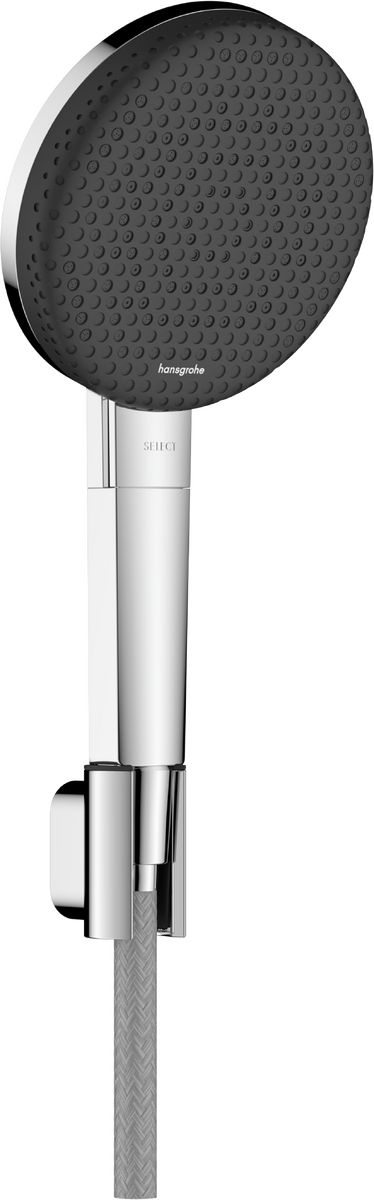 Bild von HANSGROHE Raindance Alive Select S Brausehalterset 125 3jet EcoSmart mit Designflex Textilbrauseschlauch 160 cm #24611000 - Chrom
