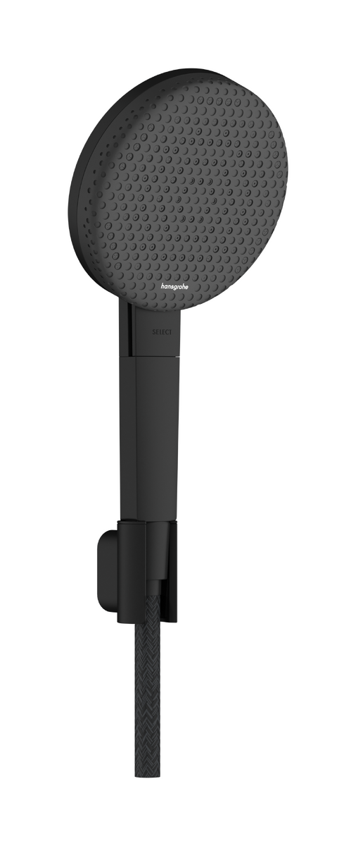 Bild von HANSGROHE Raindance Alive Select S Brausehalterset 125 3jet EcoSmart mit Designflex Textilbrauseschlauch 160 cm #24611670 - Mattschwarz