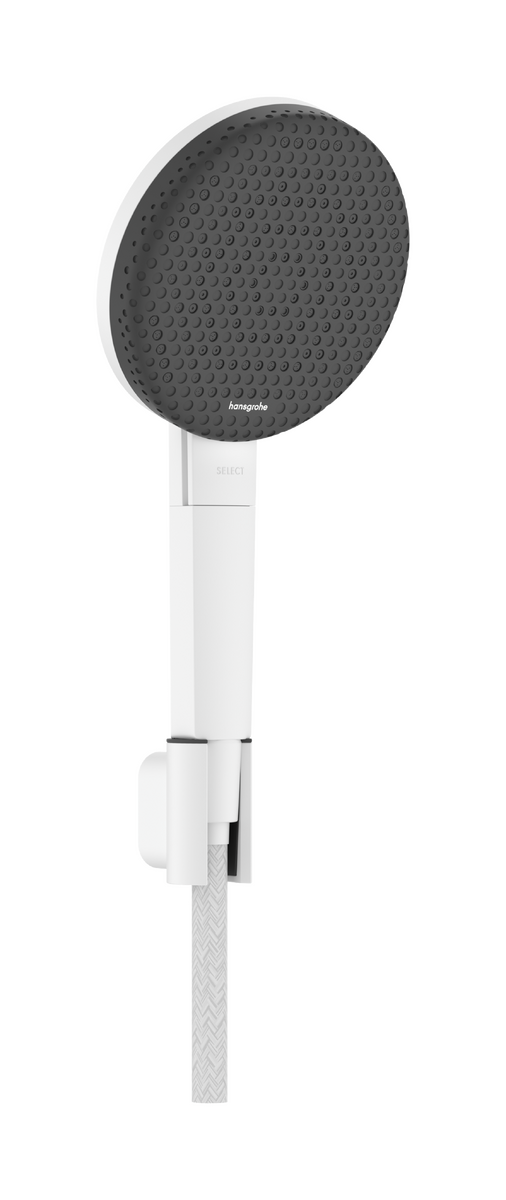 Bild von HANSGROHE Raindance Alive Select S Brausehalterset 125 3jet EcoSmart mit Designflex Textilbrauseschlauch 160 cm #24611700 - Mattweiß