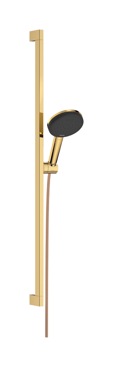 Bild von HANSGROHE Raindance Alive Select S Brauseset 125 3jet EcoSmart mit Brausestange Unica E Puro 90 cm und Easy Slide Brausehalter #24601990 - Polished Gold Optic