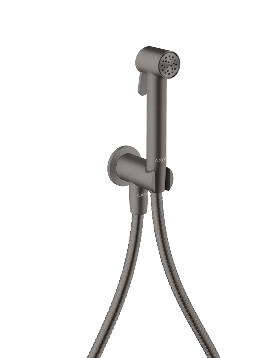 Bild von HANSGROHE AXOR Bidette Showers Bidette Handbrause 1jet rund für Kaltwasser mit Brausehalter und Brauseschlauch 1,25 m #29240340 - Brushed Black Chrome