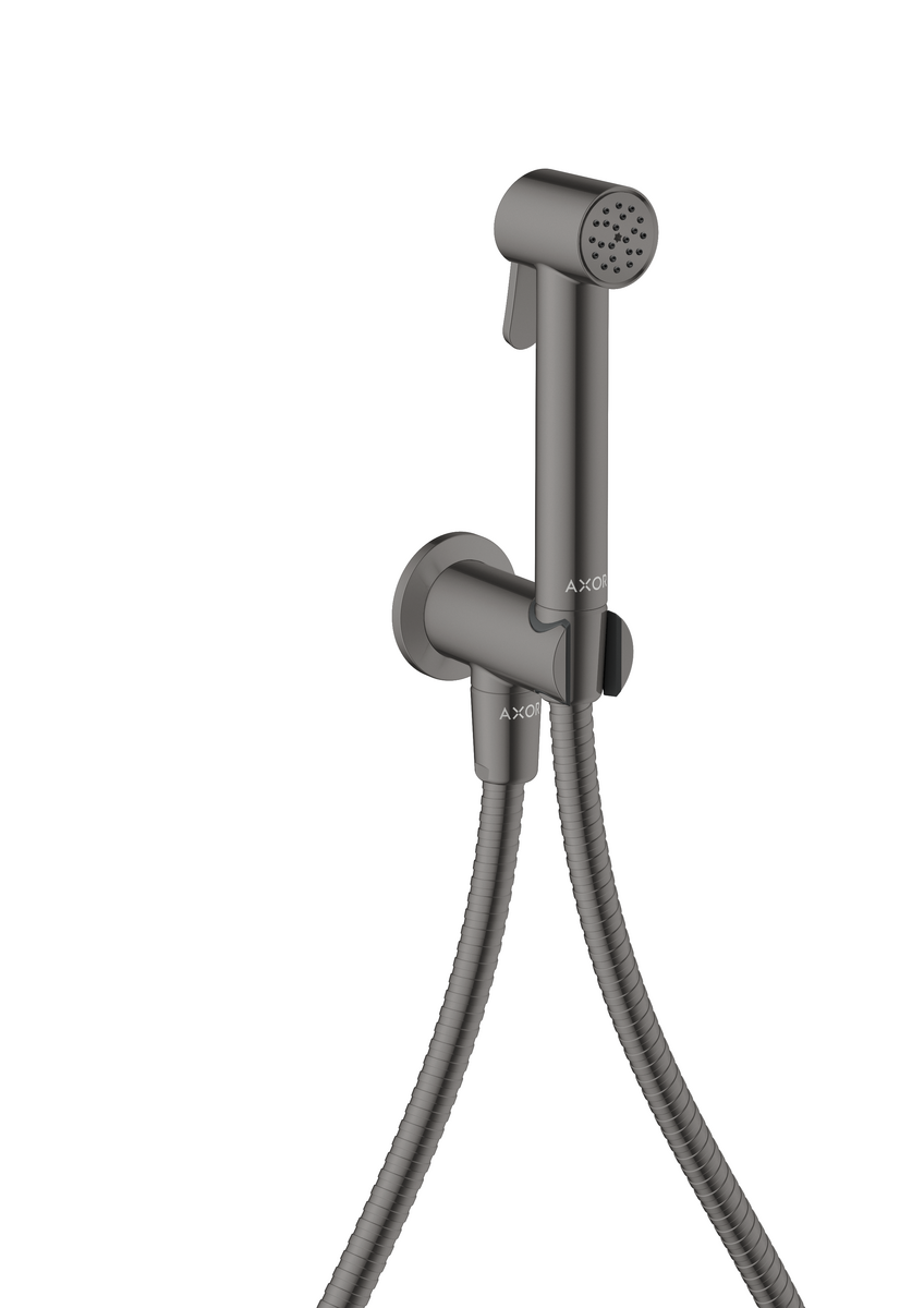 Bild von HANSGROHE AXOR Bidette Showers Bidette Handbrause 1jet rund für Kaltwasser mit Brausehalter und Brauseschlauch 1,25 m #29240330 - Polished Black Chrome