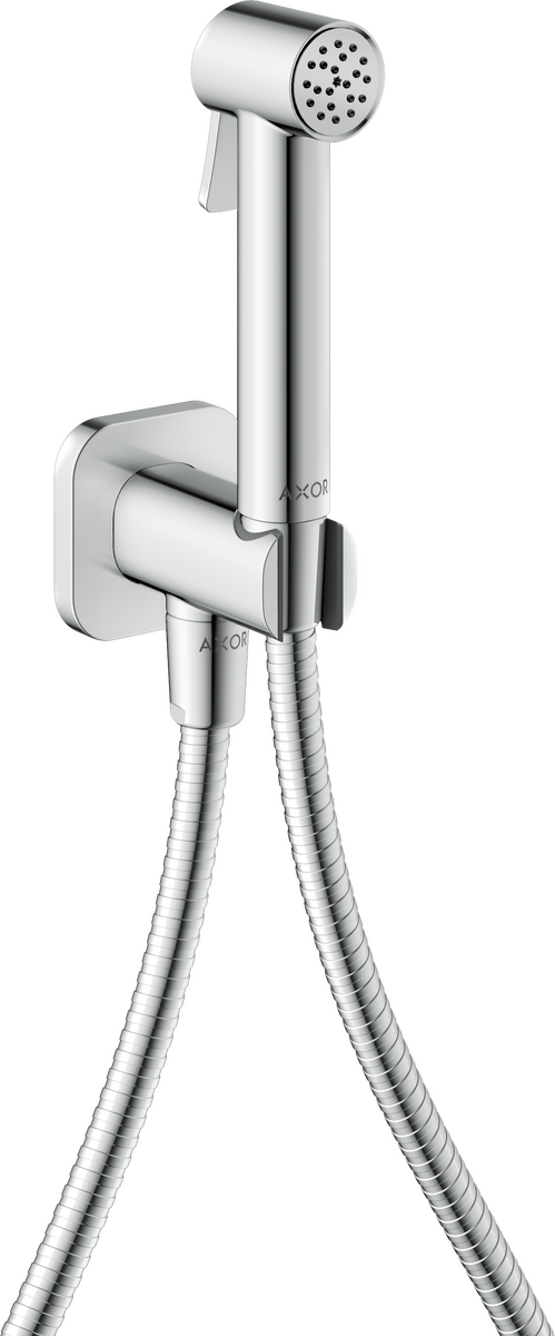 Picture of HANSGROHE AXOR Bidette Showers Bidette hand shower 1jet softsquare for cold water with shower holder and shower hose 1.25 m #29241000 - Chrome