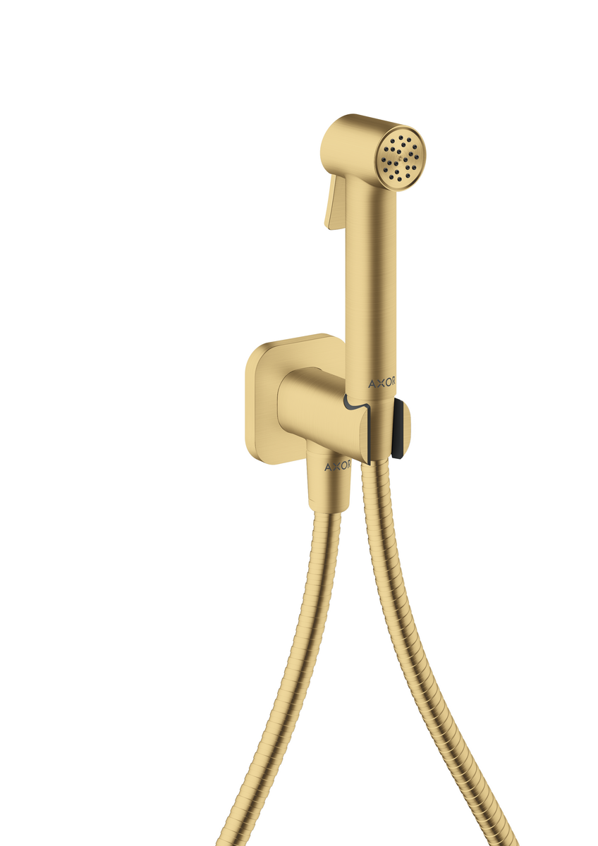 Picture of HANSGROHE AXOR Bidette Showers Bidette hand shower 1jet softsquare for cold water with shower holder and shower hose 1.25 m #29241250 - Brushed Gold Optic