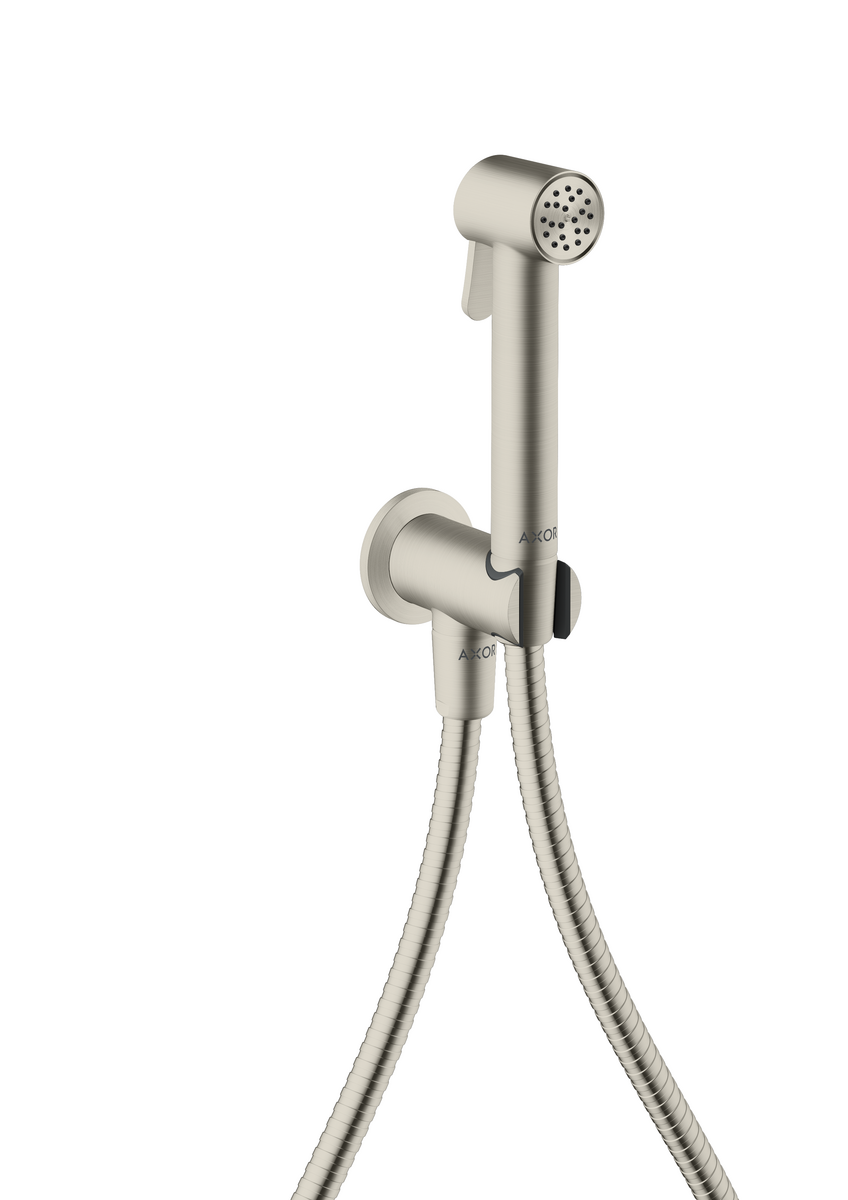 Bild von HANSGROHE AXOR Bidette Showers Bidette Handbrause 1jet rund für Kaltwasser mit Brausehalter und Brauseschlauch 1,25 m #29240800 - Edelstahl Optic