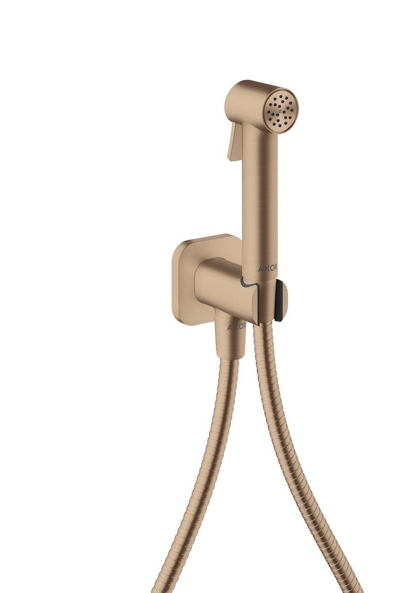 Picture of HANSGROHE AXOR Bidette Showers Bidette hand shower 1jet softsquare for cold water with shower holder and shower hose 1.25 m #29241310 - Brushed Red Gold