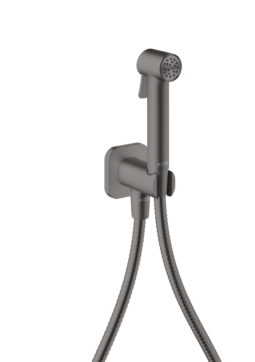 Picture of HANSGROHE AXOR Bidette Showers Bidette hand shower 1jet softsquare for cold water with shower holder and shower hose 1.25 m #29241340 - Brushed Black Chrome