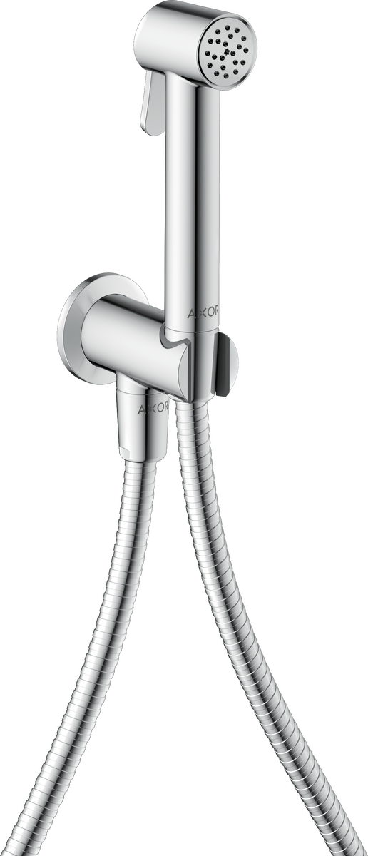 Obrázek HANSGROHE AXOR Bidette Sprchy Bidette ruční sprcha 1proudová kulatá na studenou vodu s držákem sprchy a sprchovou hadicí 1,25 m #29240000 - chrom