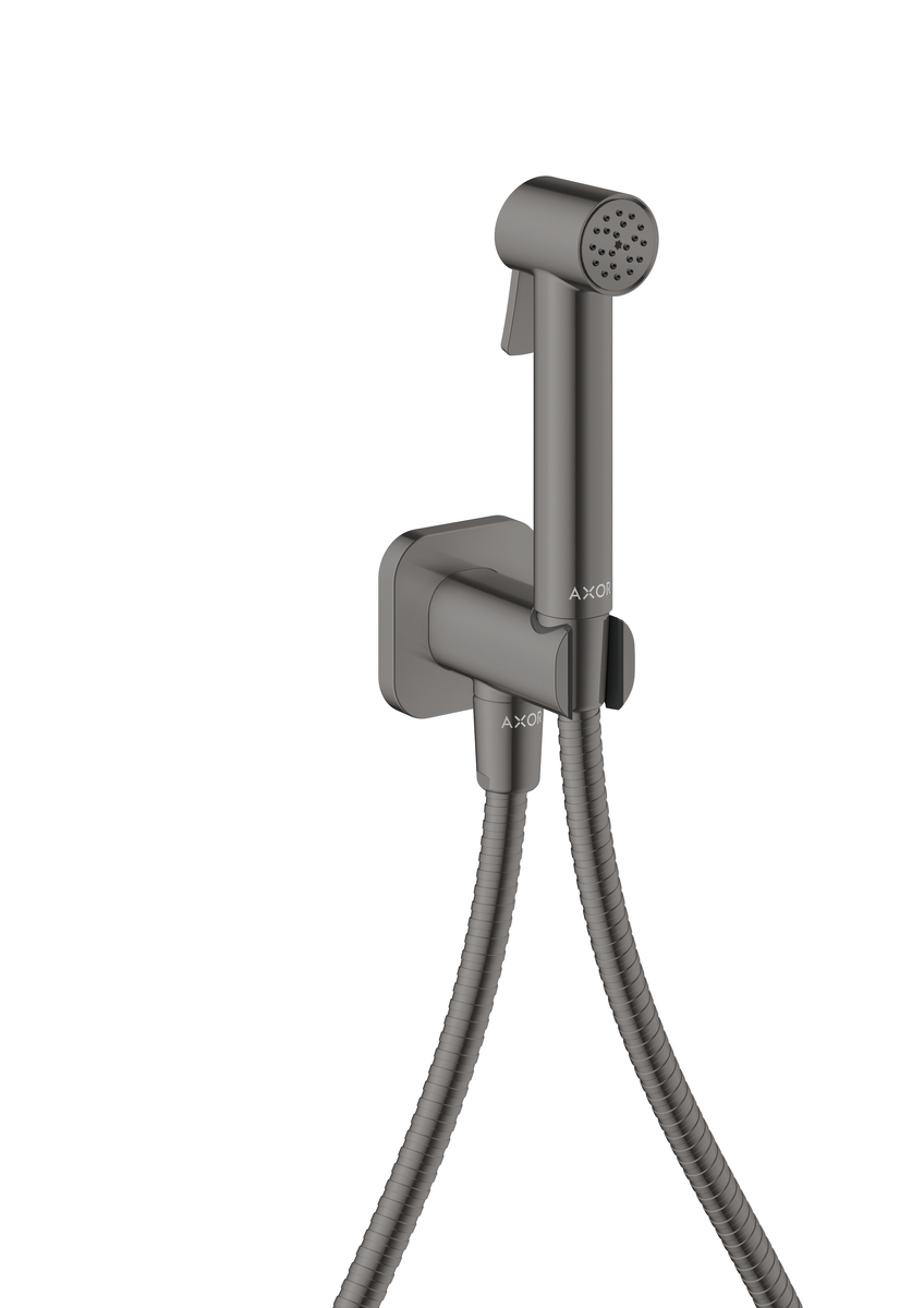 Picture of HANSGROHE AXOR Bidette Showers Bidette hand shower 1jet softsquare for cold water with shower holder and shower hose 1.25 m #29241330 - Polished Black Chrome
