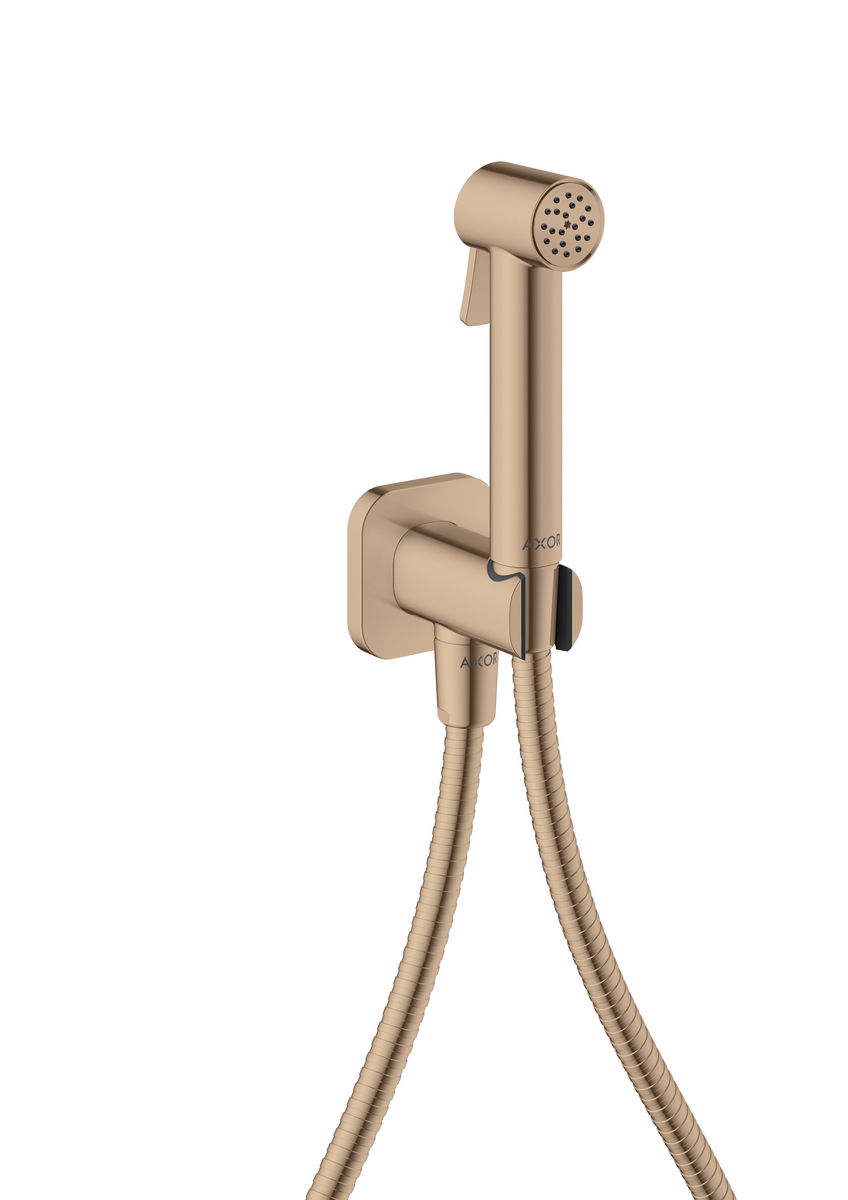 Picture of HANSGROHE AXOR Bidette Showers Bidette hand shower 1jet softsquare for cold water with shower holder and shower hose 1.25 m #29241300 - Polished Red Gold