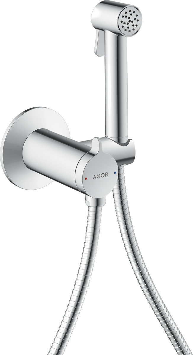 Picture of HANSGROHE AXOR Bidette Showers Bidette hand shower 1jet round for mixed water with shower holder and shower hose 1.25 m #29242000 - Chrome