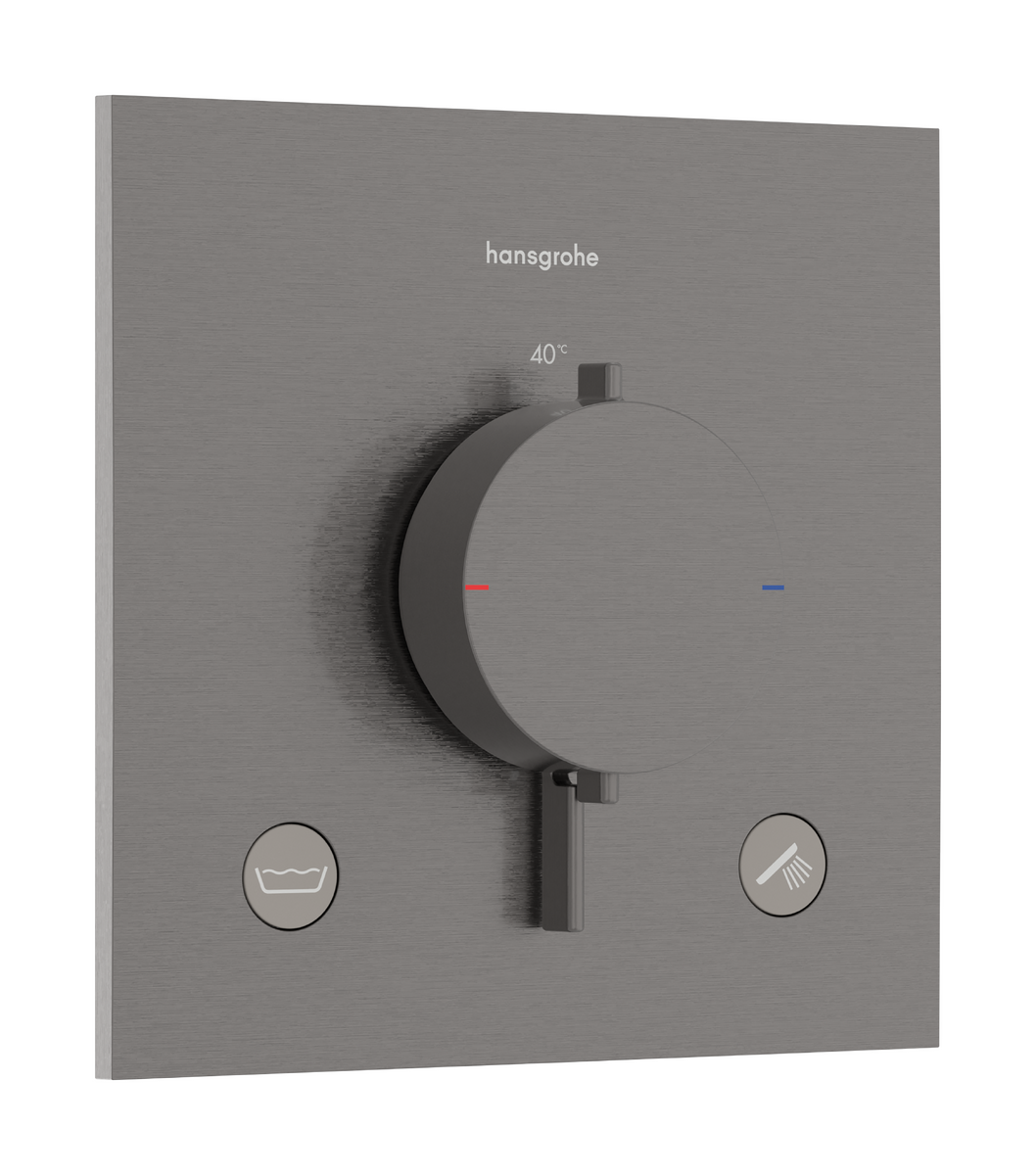 Bild von HANSGROHE Ecostat Comfort E Thermostat Unterputz für 2 Verbraucher mit integrierter Sicherungskombination nach EN1717 #33716340 - Brushed Black Chrome