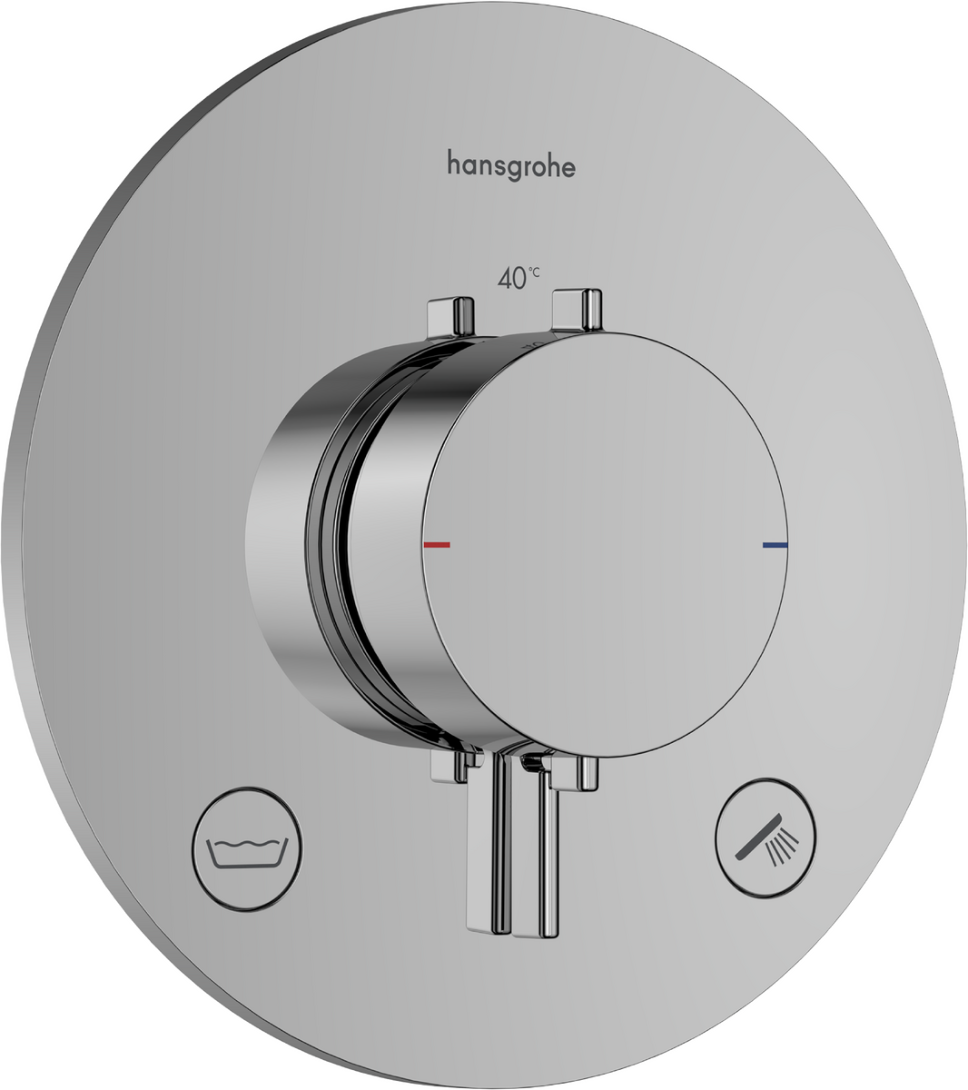 Bild von HANSGROHE Ecostat Comfort S Thermostat Unterputz für 2 Verbraucher mit integrierter Sicherungskombination nach EN1717 #33718000 - Chrom