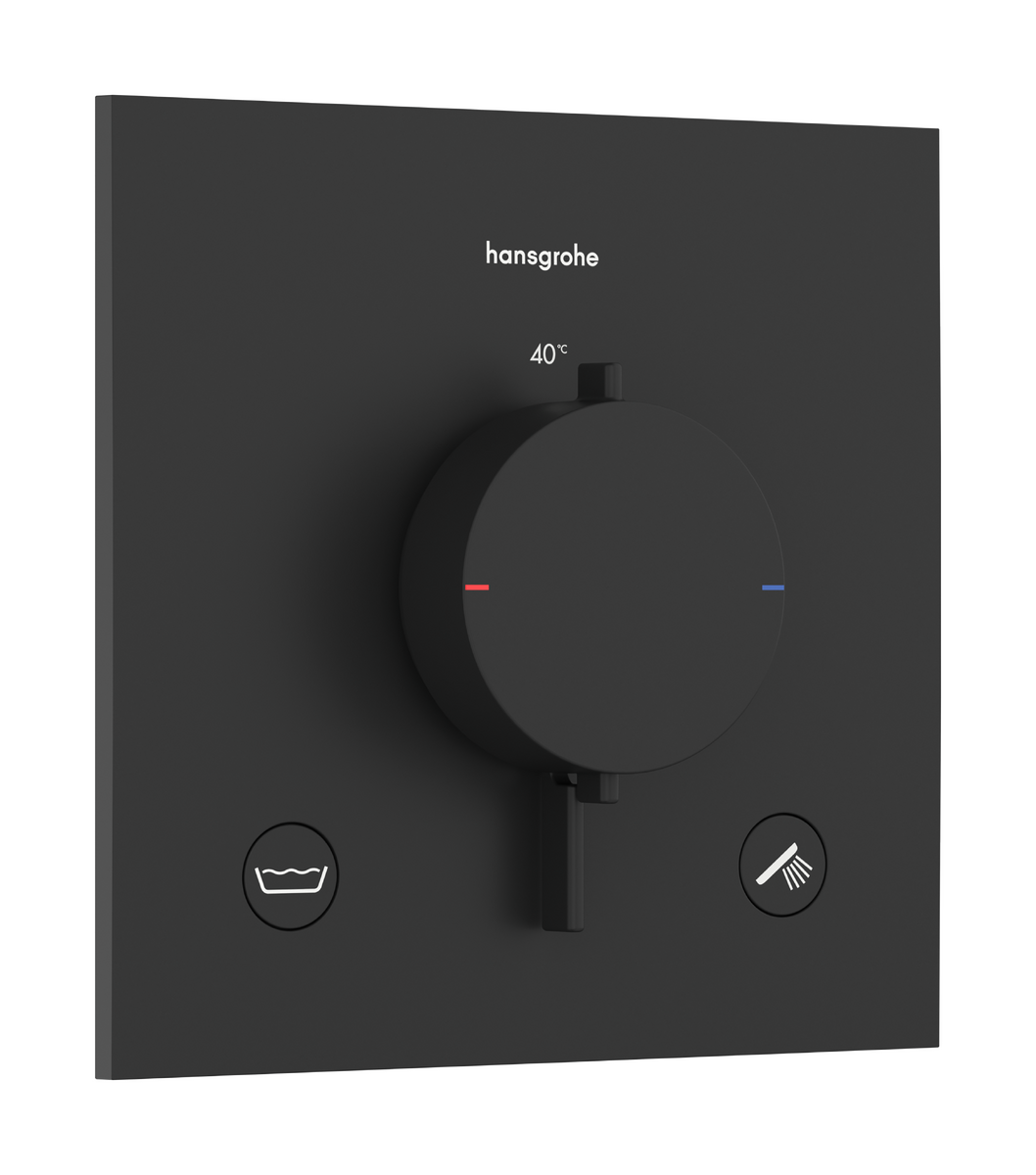 Bild von HANSGROHE Ecostat Comfort E Thermostat Unterputz für 2 Verbraucher mit integrierter Sicherungskombination nach EN1717 #33716670 - Mattschwarz