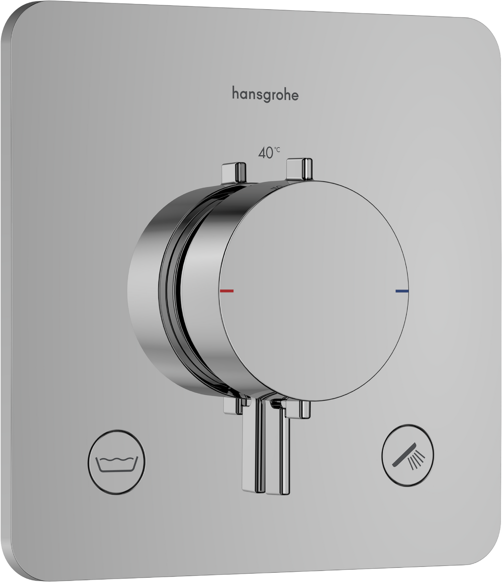 Bild von HANSGROHE Ecostat Comfort Q Thermostat Unterputz für 2 Verbraucher mit integrierter Sicherungskombination nach EN1717 #33717000 - Chrom