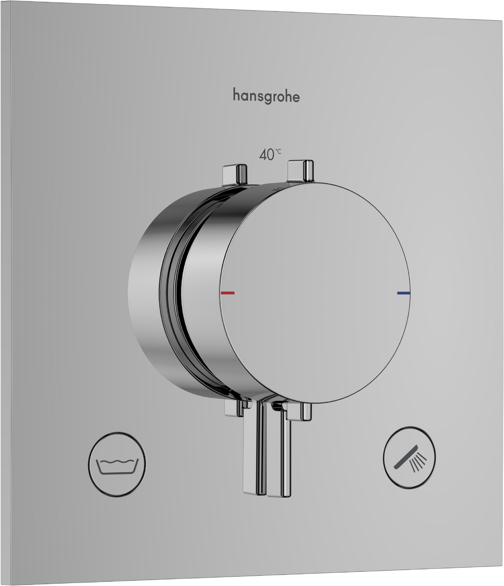 Bild von HANSGROHE Ecostat Comfort E Thermostat Unterputz für 2 Verbraucher mit integrierter Sicherungskombination nach EN1717 #33716000 - Chrom