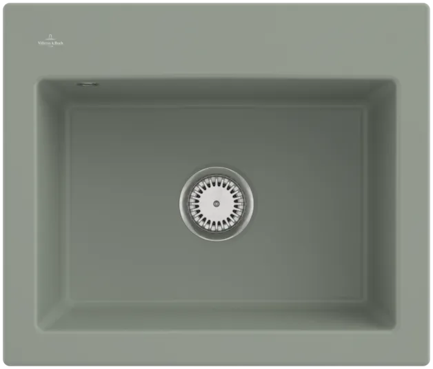 Bild von VILLEROY BOCH Subway 60 S Einbauspüle, inklusive Ablaufgarnitur mit Handbetätigung, aus Keramik, 600 x 510 mm, Morning Green CeramicPlus #330901R8