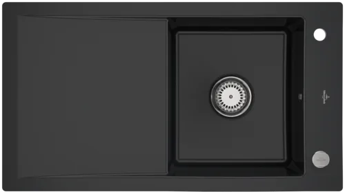 Bild von VILLEROY BOCH Timeline 50 flat flächenbündige Spüle, inklusive Ablaufgarnitur mit Excenterbetätigung, aus Keramik, 865 x 475 mm, Ebony CeramicPlus #33072FS5