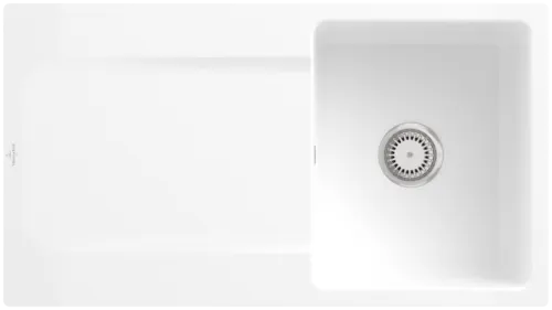 Obrázek VILLEROY BOCH Siluet 50 flat flush-mounted sink, including drain set with manual operation, made of TitanCeram, 880 x 490 mm, white Alpine CeramicPlus #33351FR1