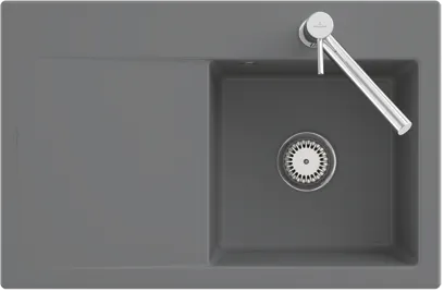 Bild von VILLEROY BOCH Subway Style 45 Flat flächenbündige Spüle, inklusive Ablaufgarnitur mit Excenterbetätigung, aus Keramik, 780 x 510 mm, Ebony CeramicPlus #33482FS5