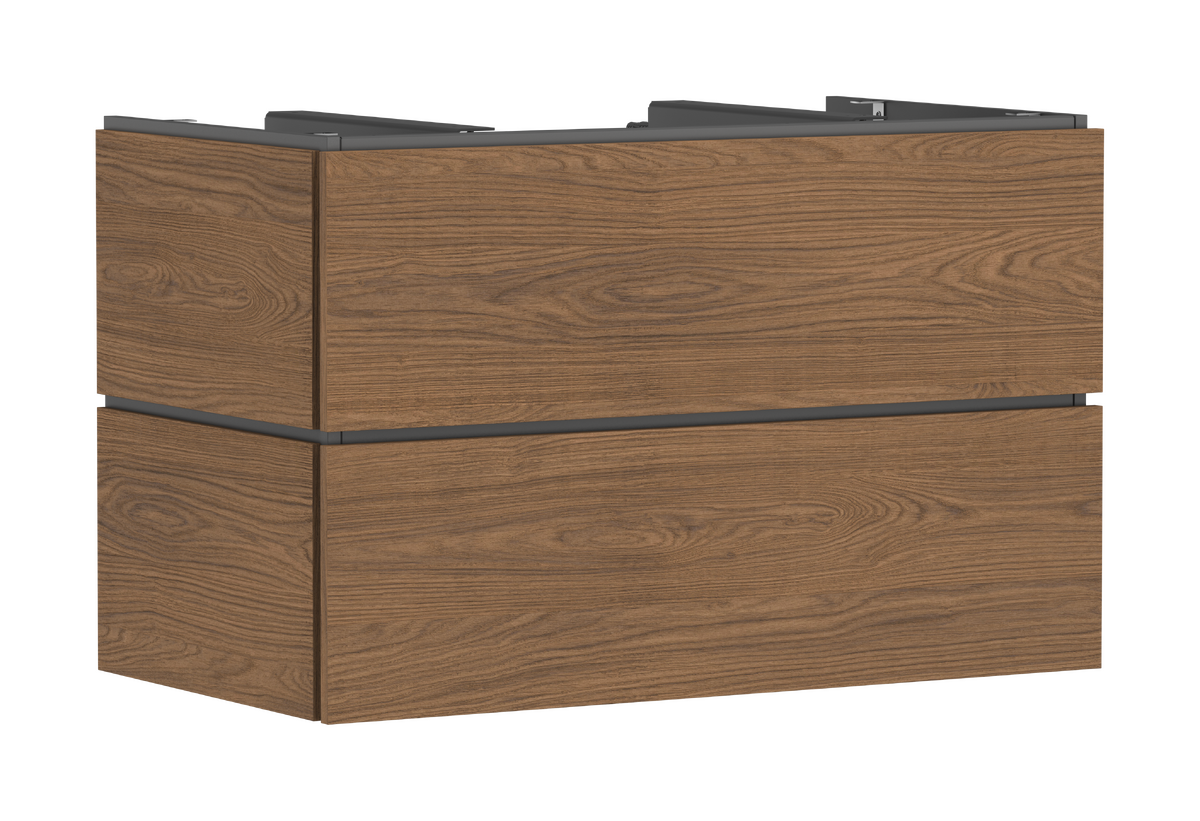 Picture of HANSGROHE Xilesa E Vanity unit 980/550 with 2 drawers PushOpen for consoles for wash bowl/countertop basin ground #54302550 - Cashmere Oak