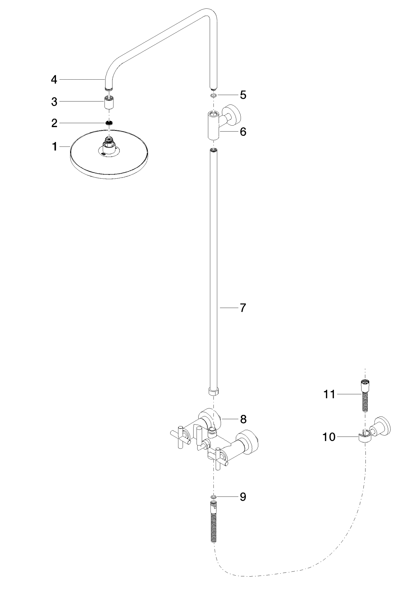 Bild von DORNBRACHT TARA Shower Pipe ohne Handbrause FlowReduce 220 mm - Bronze gebürstet #26633892-42