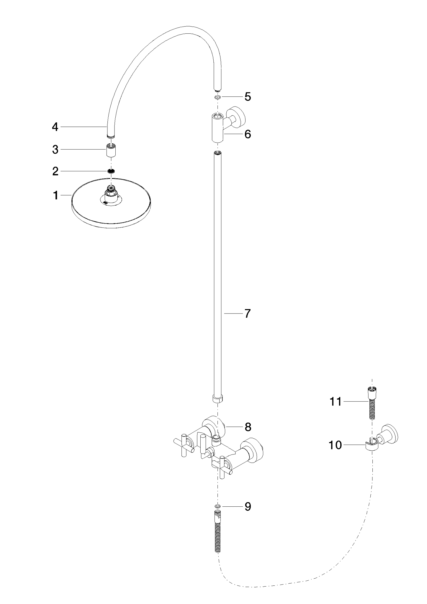 Bild von DORNBRACHT TARA Shower Pipe mit Brausebatterie ohne Handbrause FlowReduce 220 mm - Bronze gebürstet #26632892-42