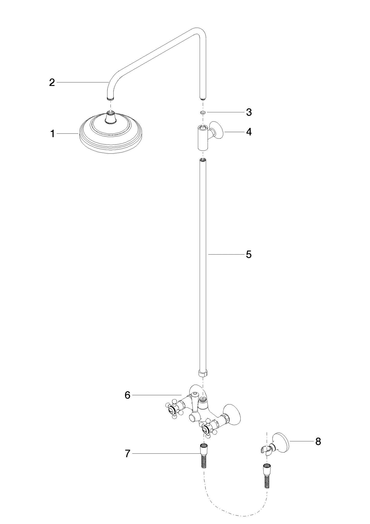 Bild von DORNBRACHT MADISON Shower Pipe mit Brausebatterie ohne Handbrause FlowReduce - Bronze gebürstet #26633360-42
