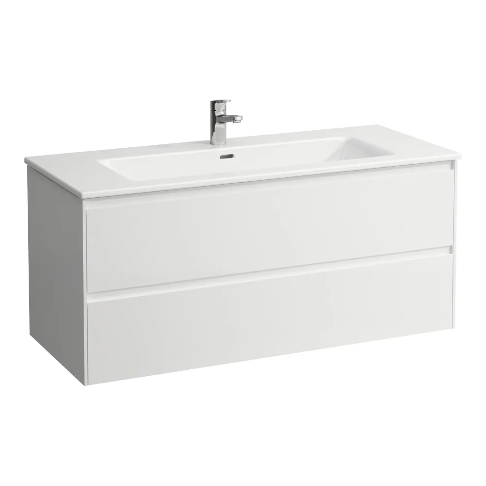 Picture of LAUFEN PRO S complete set 1200: Pro "slim" washbasin H817969 white, 1 tap hole + Lani vanity unit H404032, 2 drawers 1200 x 500 x 540 mm #H8649692611041