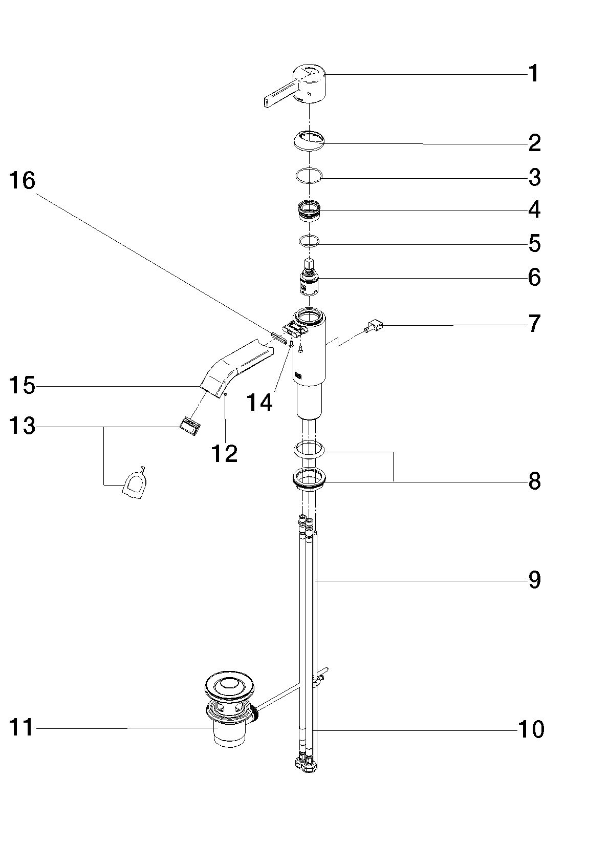 Bild von DORNBRACHT IMO Waschtisch-Einhandbatterie mit Ablaufgarnitur - Schwarz matt #33500671-33