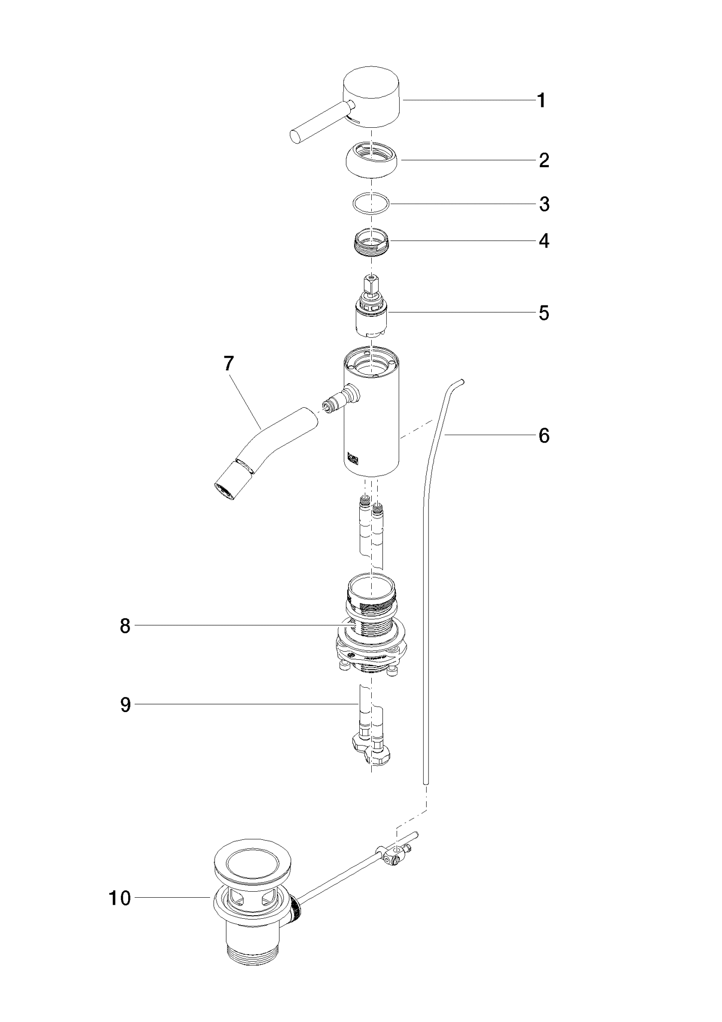 Bild von DORNBRACHT META Bidet-Einhandbatterie mit Ablaufgarnitur - Dark Platinum gebürstet #33600660-99