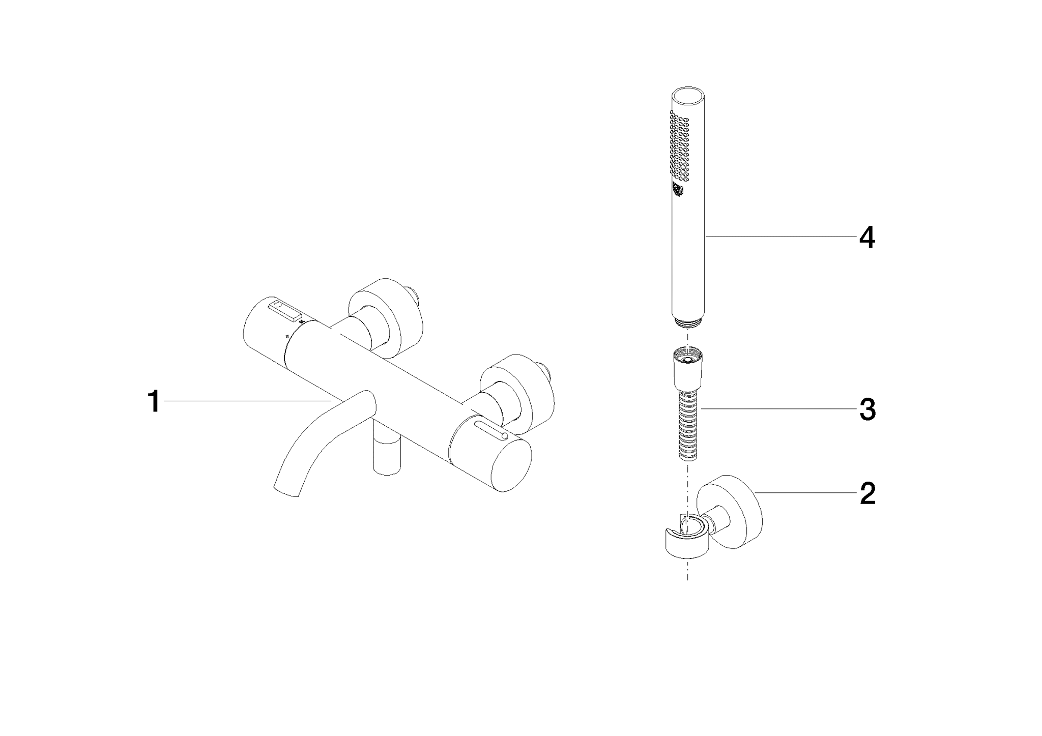 Bild von DORNBRACHT META Wannen-Thermostat für Wandmontage mit Schlauchbrausegarnitur - Bronze gebürstet #34234979-42