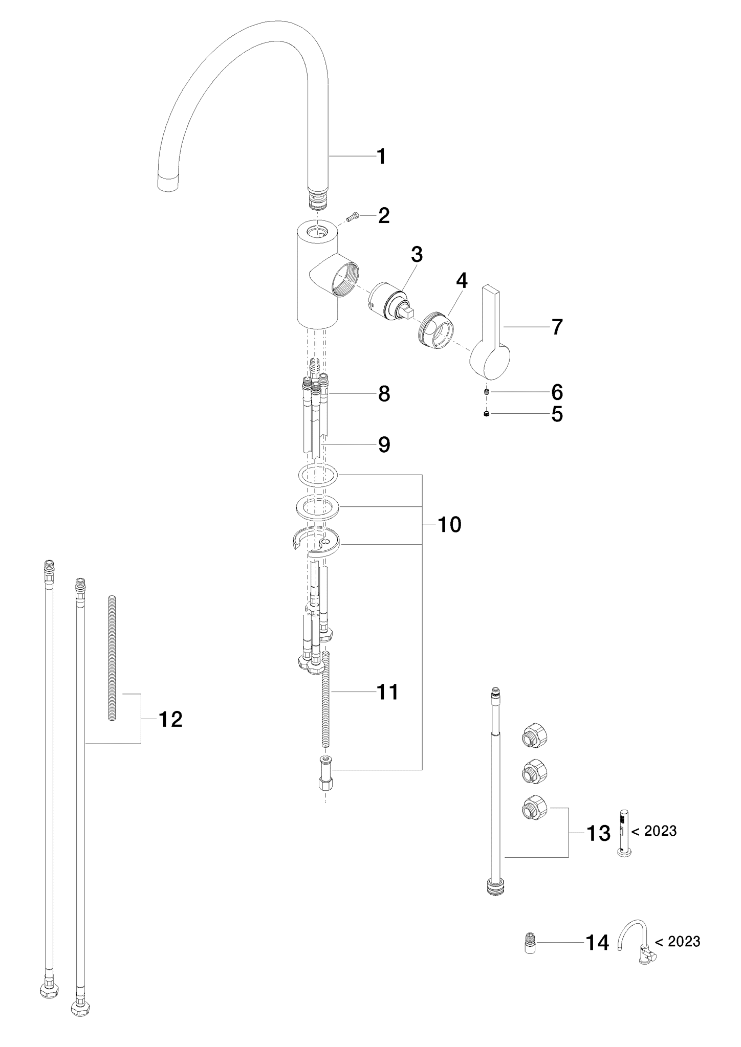Bild von DORNBRACHT TARA ULTRA Einhebelmischer für Spül-/ Profibrause - Chrom gebürstet (Edelstahl-Look) #33836875-93